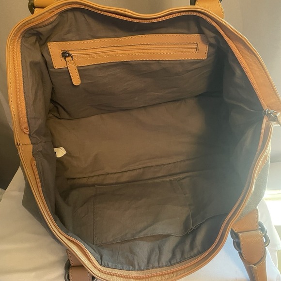 Sundance Medium Leather Suede Satchel Handbag Purse Olive Green Brown EUC - Picture 4 of 14